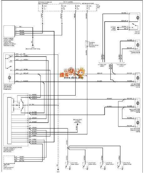 96 VOLVO electric door lock circuit diagram(except for America, Canada)