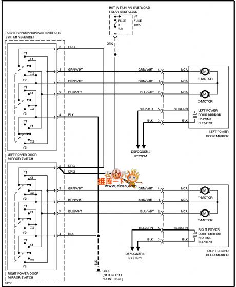 96 VOLVO electric rearview mirror circuit diagram