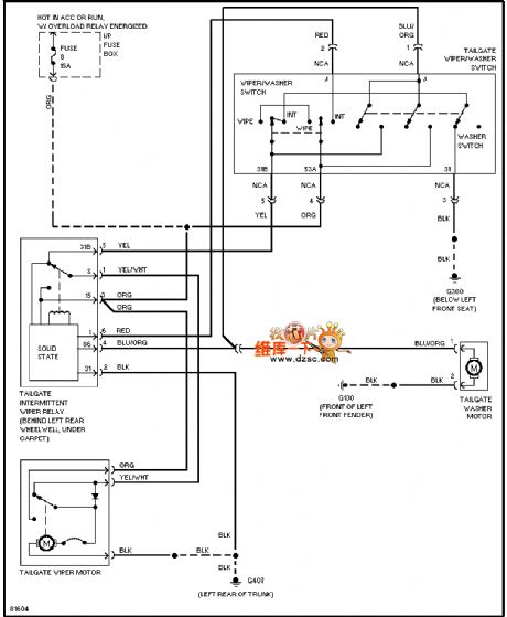 96 VOLVO back windscreen wiper circuit diagram