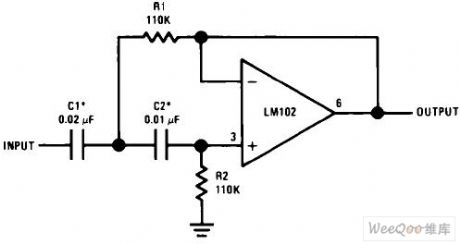 High pass active filter circuit