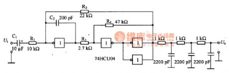The pulse width modulation circuit composed of 74HCUO4