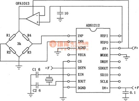 ADS1212 22 bit A/D converter measurement application circuit