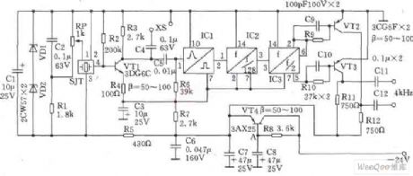 1024KHz temperature compensation crystal oscillator circuit diagram