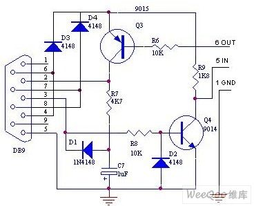 RS-232 serial interface circuit designed with two transistors