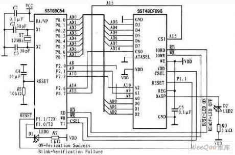 Single chip microcomputer and CF card interface circuit