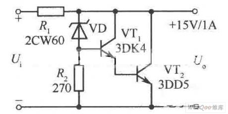 compact 15V,1A parallel regulated power supply circuit
