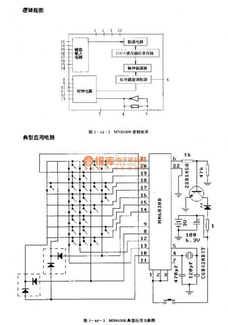 MN6930B（VCR）infrared remote control transmitter circuit