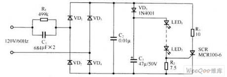 Silicon Controlled  Capacitance Step-down LED Drive Circuit