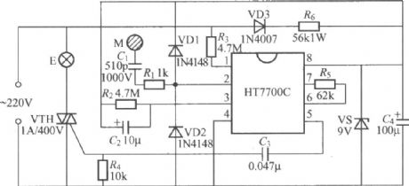 HT7700 touching stepless dimmer circuit