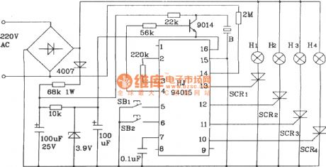 The typical application circuit of HJ94015 Christmas lights string control IC
