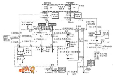 The HVAC control assembly and outside air temperature executor (CJ4) circuit of Shanghai GM Buick-MPV(GL8)