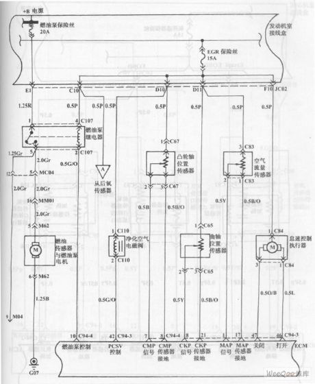 Fuel Injection System Circuit of Hyundai Sonata with V4 Cylinder Engine (11)