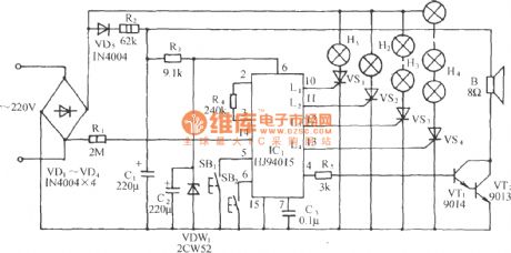 HJ94015 Christmas tree music lights control circuit