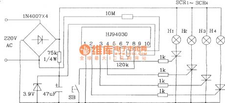 The typical application circuit of HJ94030 multi-function light control IC