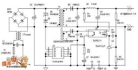 4W Switch-type 5V Stabilized Voltage Direct Current Power Circuit