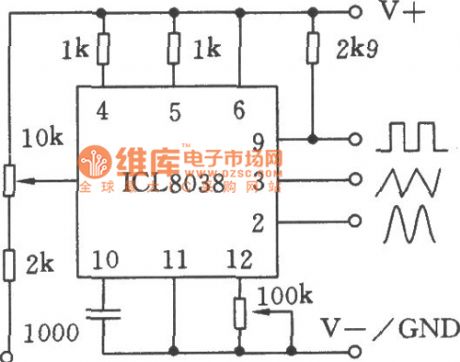 Single precision function generator ICL8038 application circuit (c)