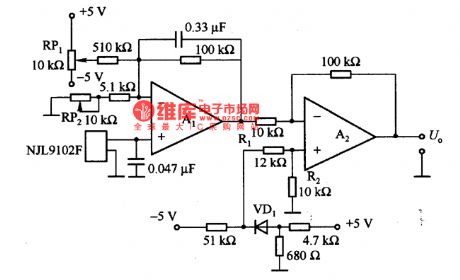 The radiation thermometer circuit composed of NJL9102F/9103 sensors