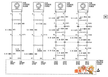 The ABS wheel rotating speed sensor and EBOM circuits of Buick-Regal