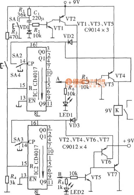 Safe and reliable coded lock (CD4017) circuit