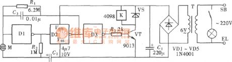 Touch switch (CD4069) circuit composed of gate circuit