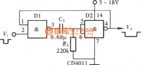 monostable trigger circuit formed by gate circuit