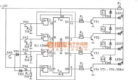 quadruplex interlock switch circuit(1)(CD4028)circuit