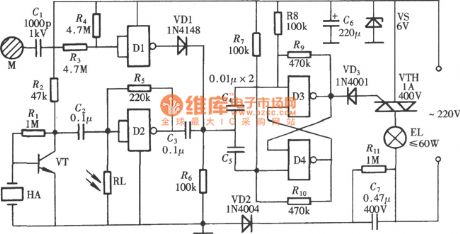 Touching voice control lamp switch circuit