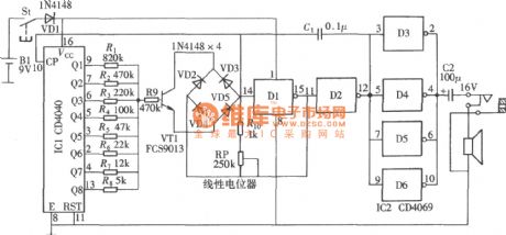 unique sound generating circuit with CD4040,CD4069