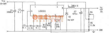 The heavy current and high efficiency switch constant voltage power supply circuit formed by LAS6351