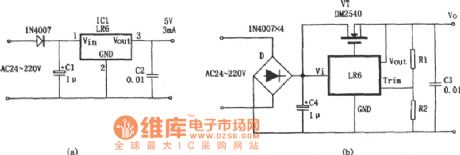 The no transformer constant voltage power resources circuit formed by LR6