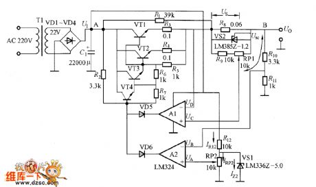 Constant voltage and constant current regulated power supply circuit diagram