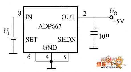 ADP667 5V fixed voltage output circuit diagram
