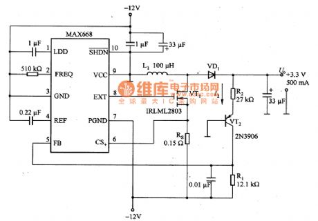 The converter circuit diagram with MAX668