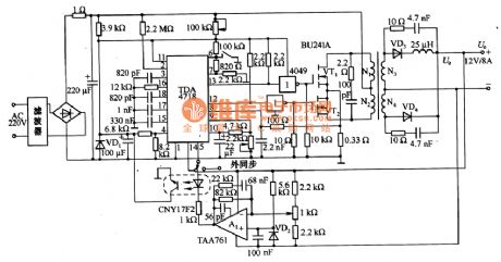 Push-pull converter circuit diagram composed of TDA4718