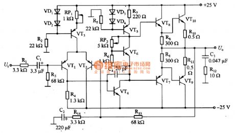 Transistor audio power amplifier circuit diagram