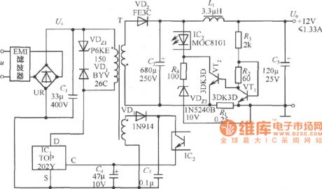 The damming switch power supply circuit