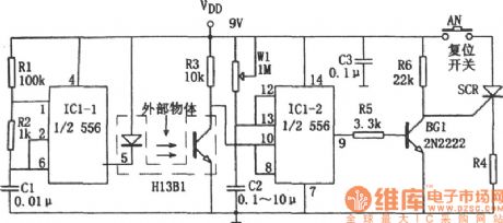 Circuit Diagram of Photoelectronic Pulse Omission Detection Composed of 556