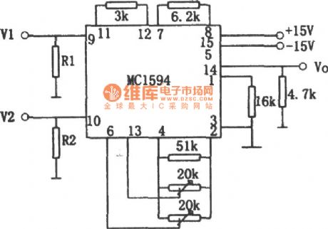 Alternating Current Voltage Multiplier(MC1594) Circuit