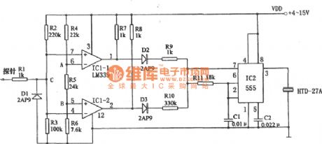 Circuit Diagram of Audio Logic Level Probe Composed of 555