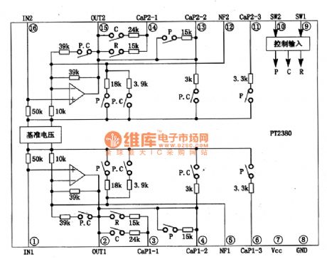 PT2380 Dolby Directional Logic Circuit and  Tone Choice Intergrated Circuit