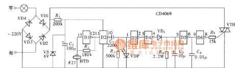 Sound Controlled Time Delay Energy Saving Switch Circuit Composed of CD4069