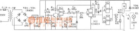 Long Time Delay Sound Control Light Switch Circuit Composed of CD4011