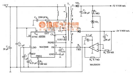 Two-way output voltage circuit diagram using MAX668