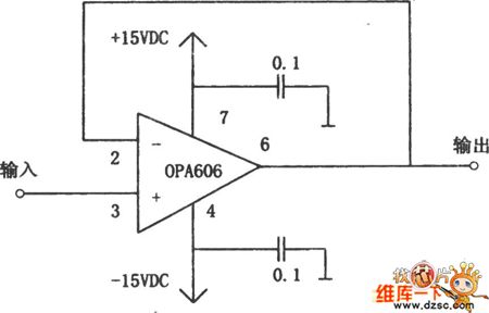 12MHz broadband buffer circuit composed of the OPA606