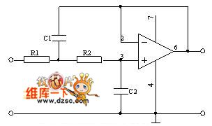 First-order active low-pass RC circuit diagram