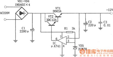 The op-amp μA741 switch power supply circuit