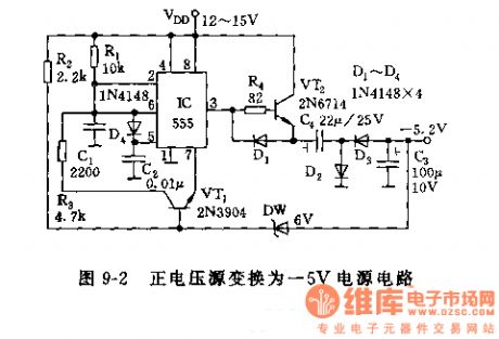 555 positive voltage converting to 5v power supply circuit
