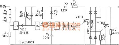 Touch Bathroom Exhaust Fan Time Delay Switch Circuit Composed of CD4069