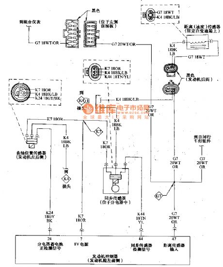 2.5L Engine Control Sensor and Computer Connection Circuits of Beijing CHEROKEE Light Off-road Vehicle