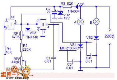 Household simple flashing wall lamp controller circuit